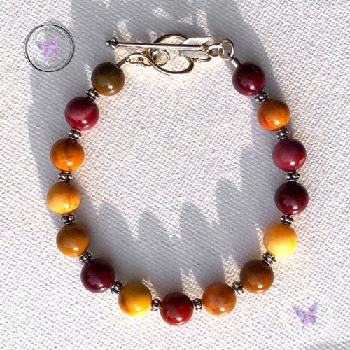 Mookaite Bracelet with Silver Heart Toggle Clasp